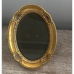Vintage Gold Tone Oval Frame Ornate Floral Hollywood Regency Decor 7x5.5"